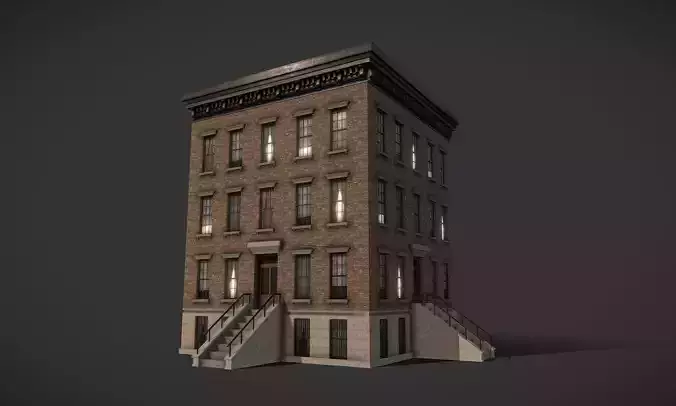Modular Apartment Building City Game Ready Low-poly 3D model
