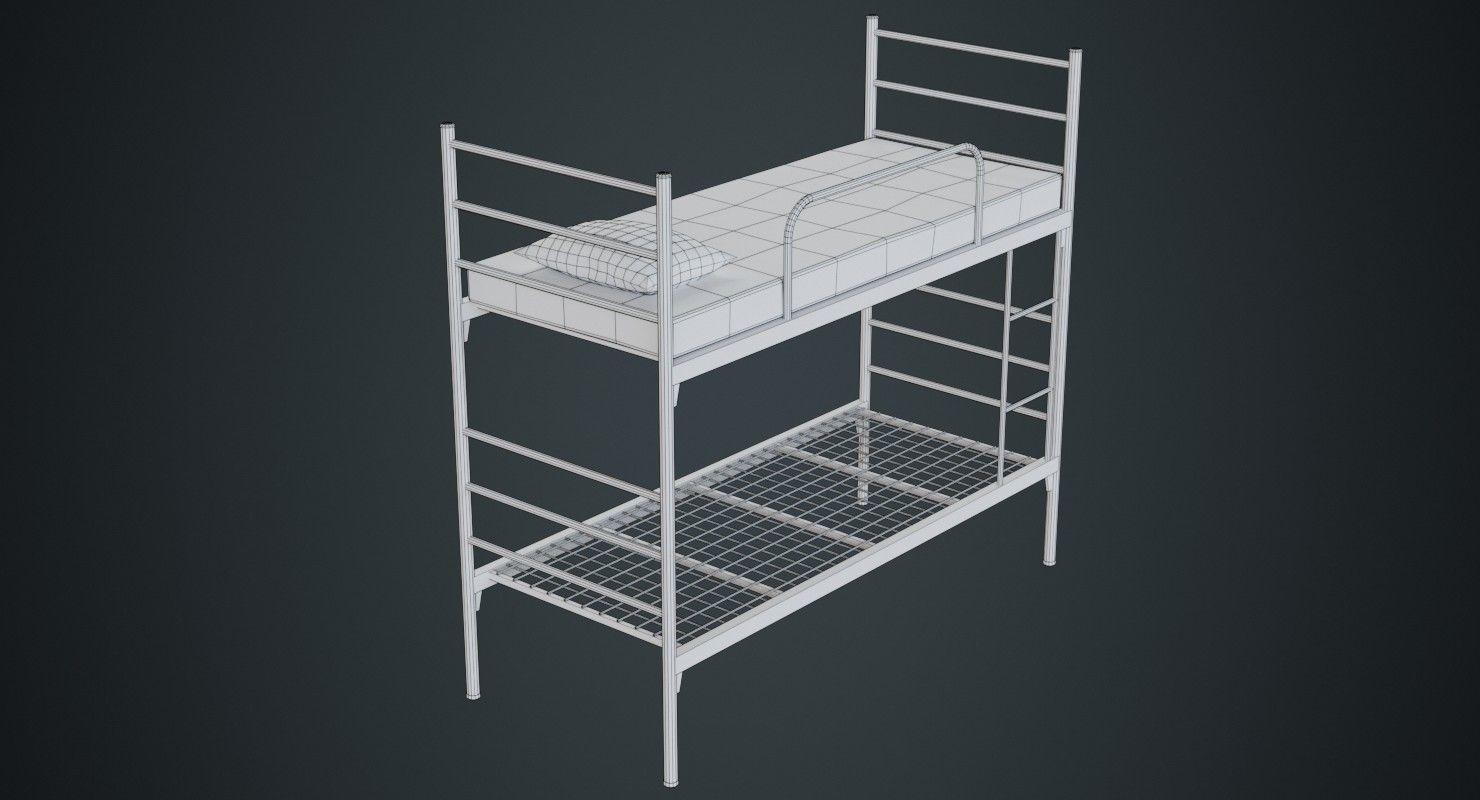 Bunk Bed 1B Low-poly 3D model_10