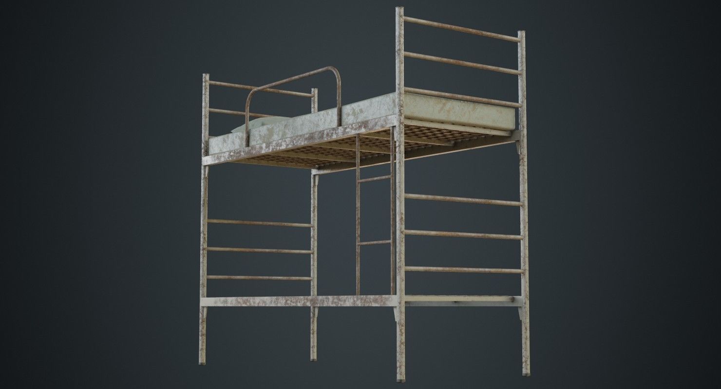 Bunk Bed 1B Low-poly 3D model_6