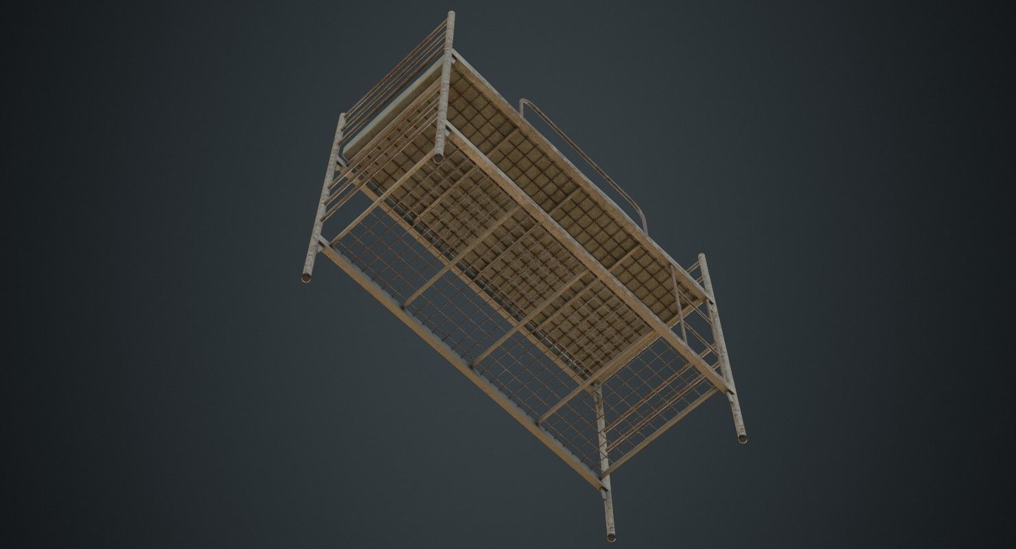 Bunk Bed 1B Low-poly 3D model_7