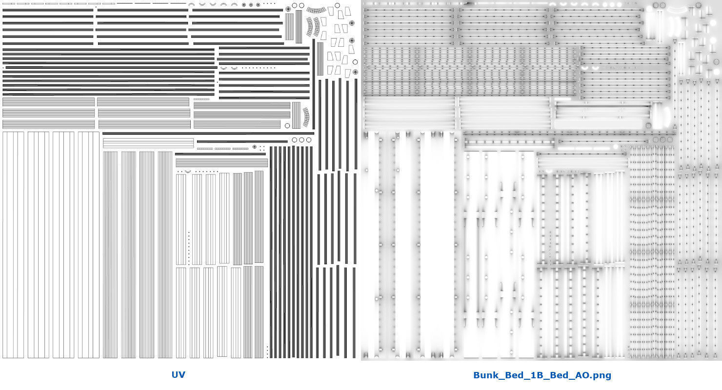 Bunk Bed 1B Low-poly 3D model_12