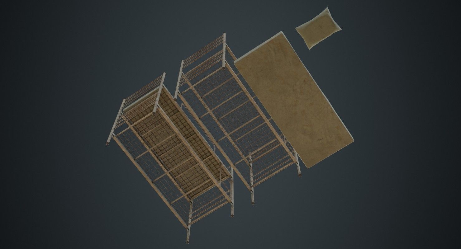 Bunk Bed 1B Low-poly 3D model_2