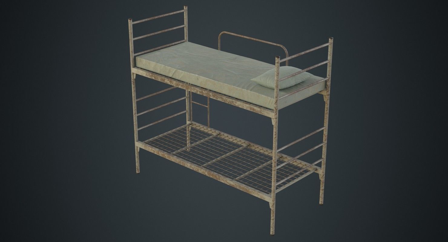 Bunk Bed 1B Low-poly 3D model_4