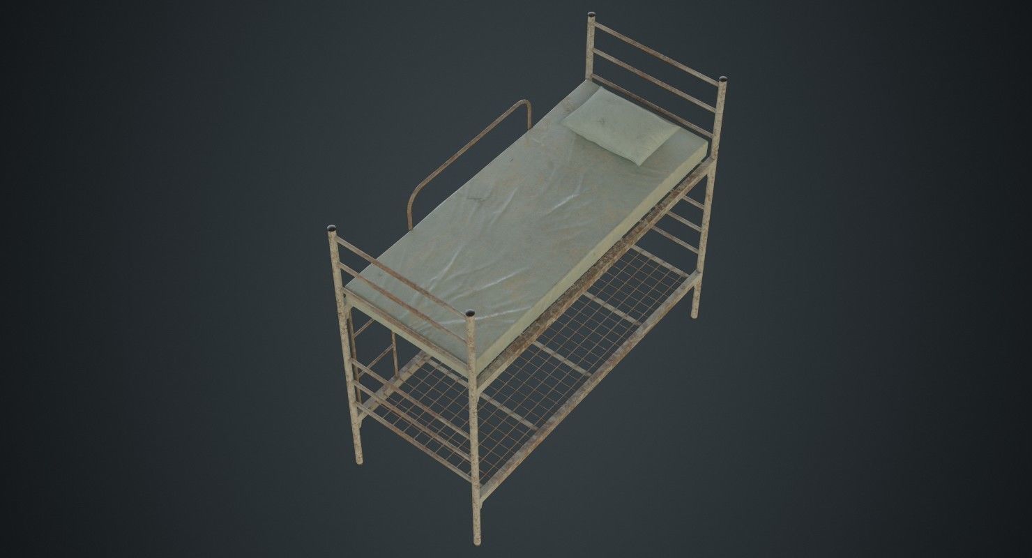 Bunk Bed 1B Low-poly 3D model_5