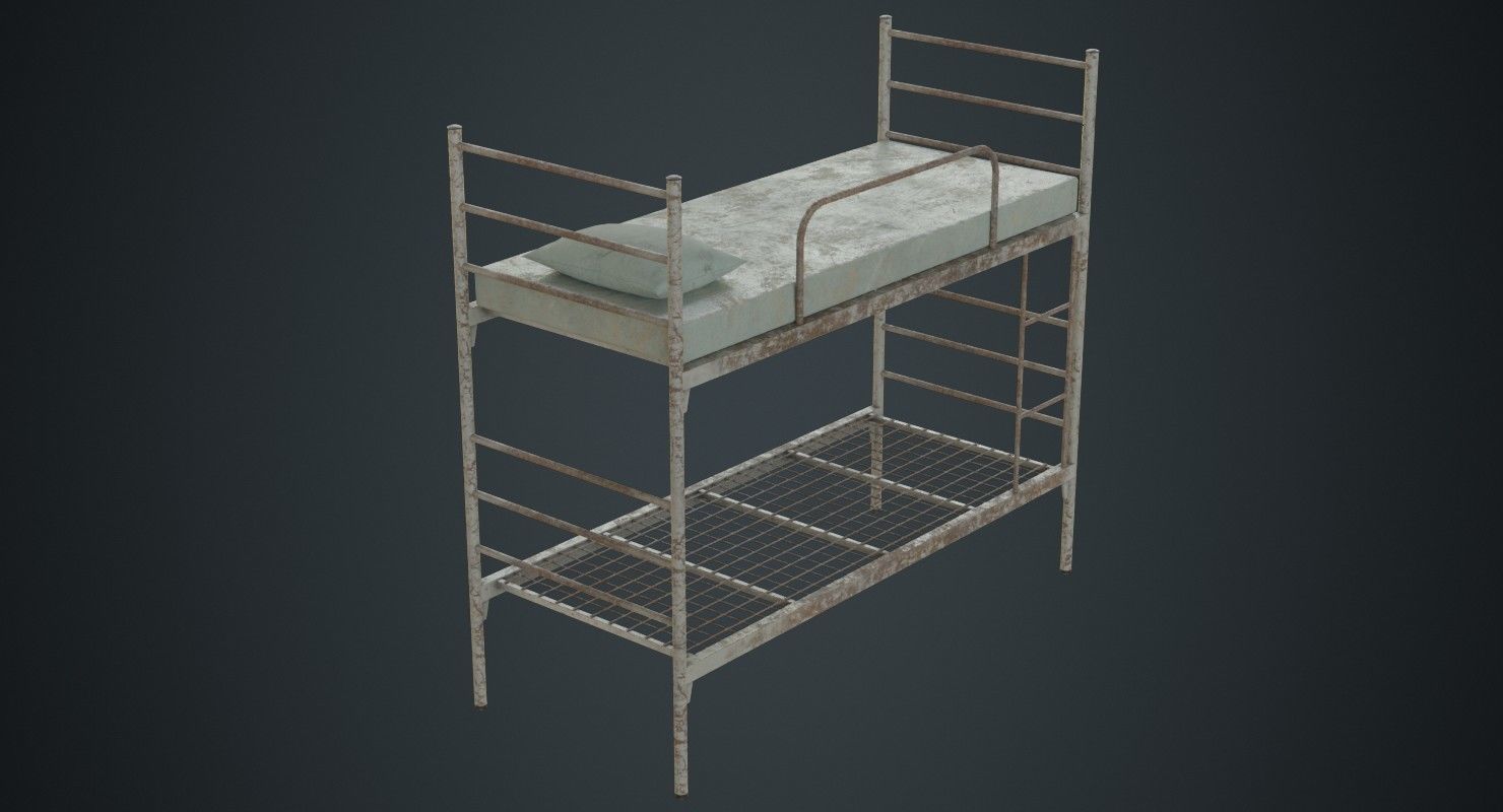 Bunk Bed 1B Low-poly 3D model_3