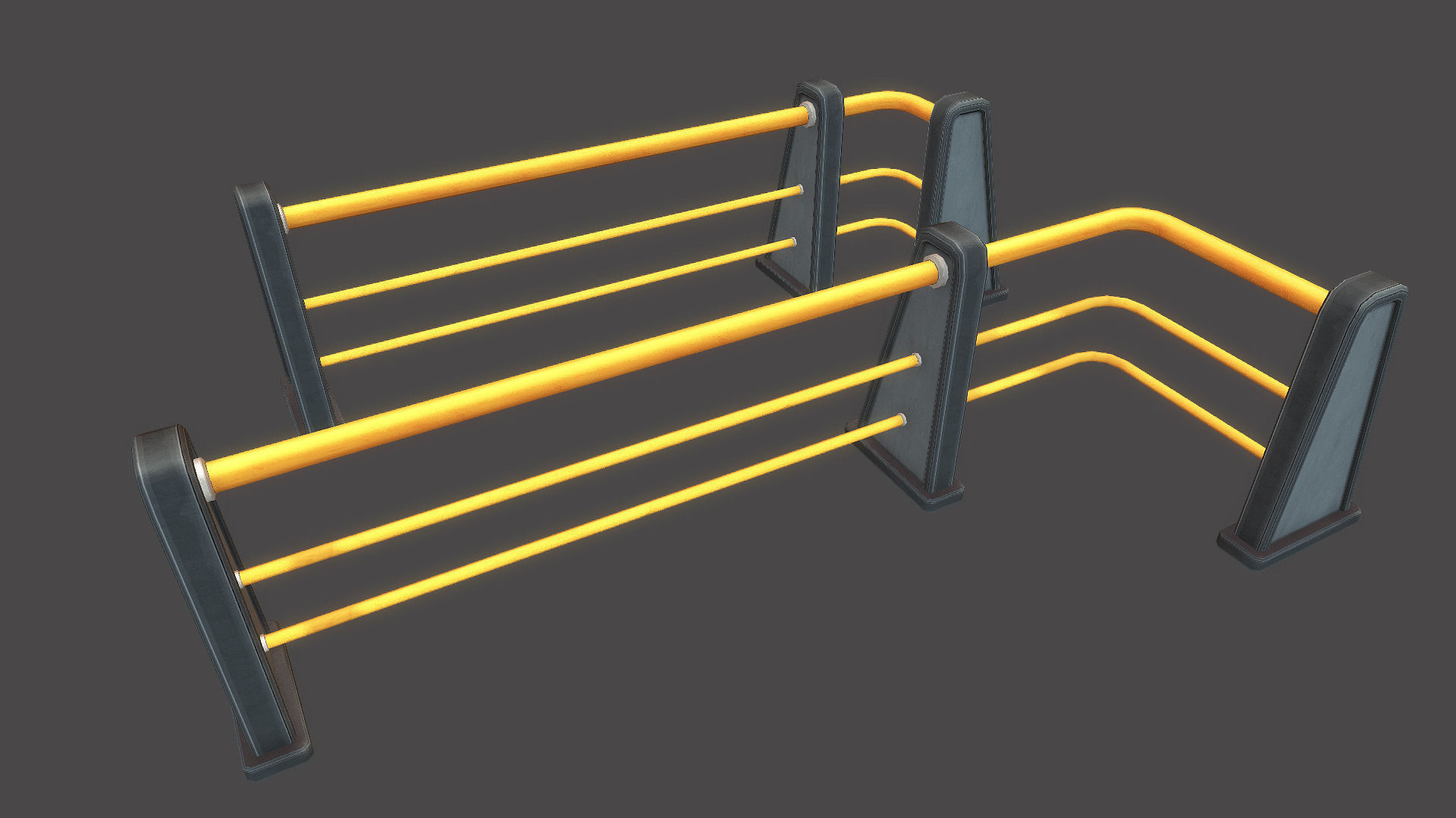 Railing Set 01 Low-poly 3D model_1
