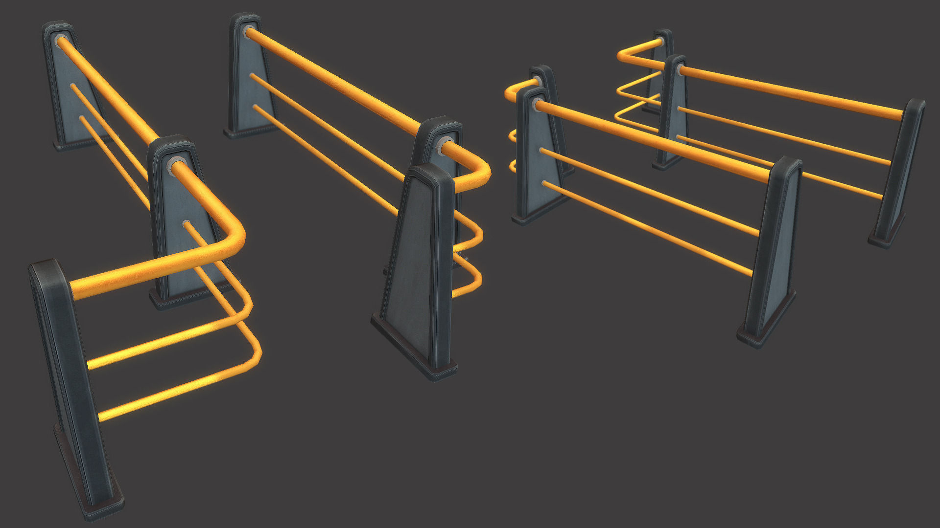 Railing Set 01 Low-poly 3D model_5