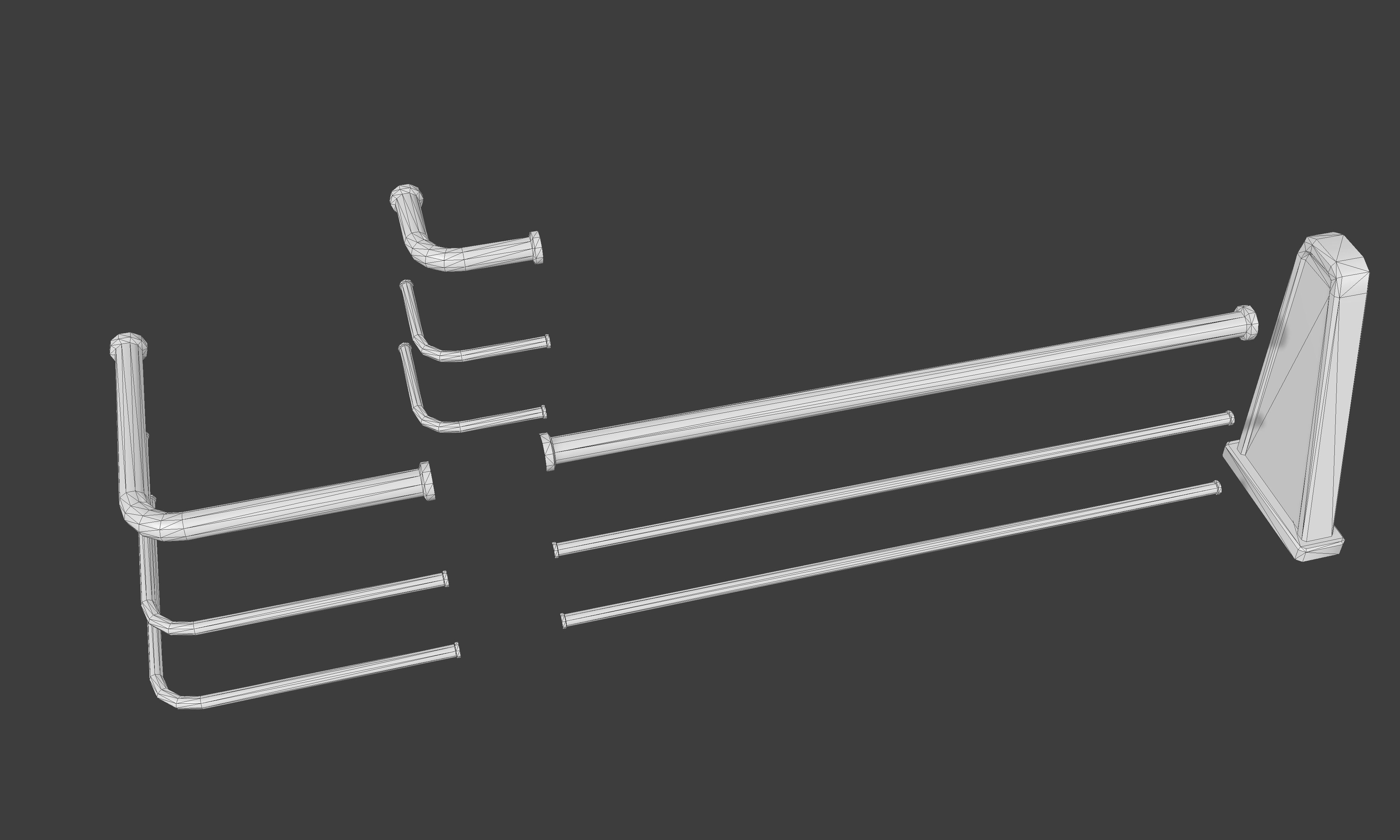 Railing Set 01 Low-poly 3D model_3