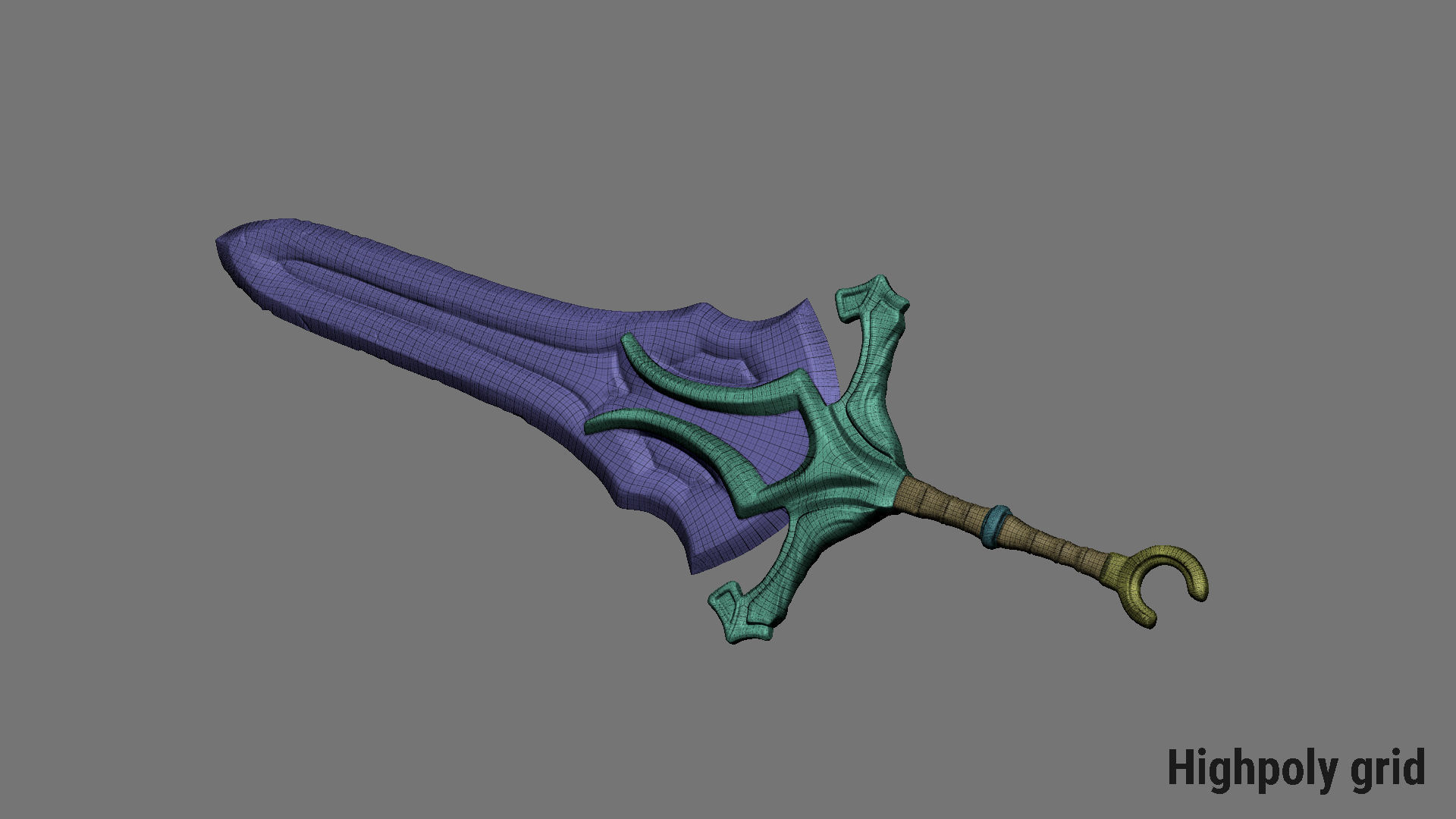 Two-handed stylized sword 3D model_6