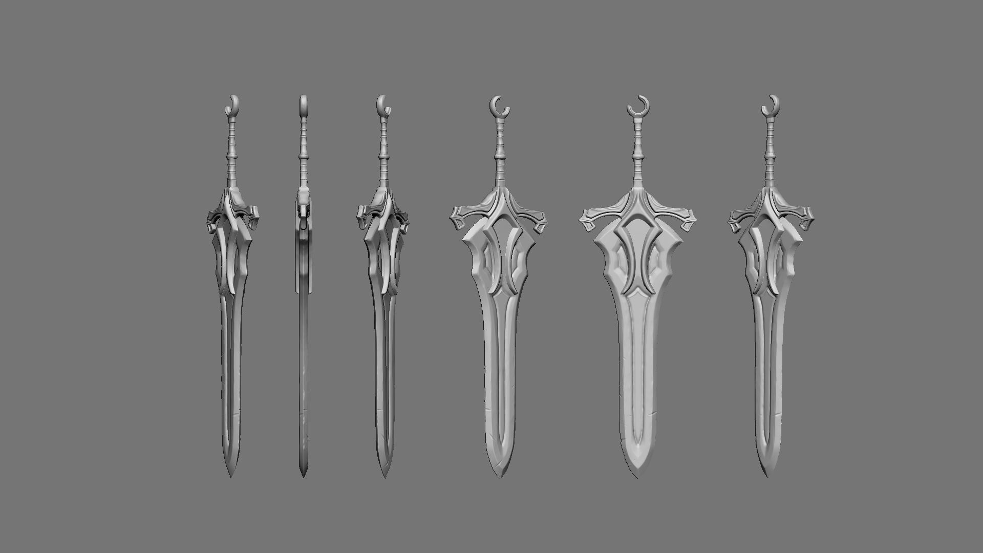 Two-handed stylized sword 3D model_1