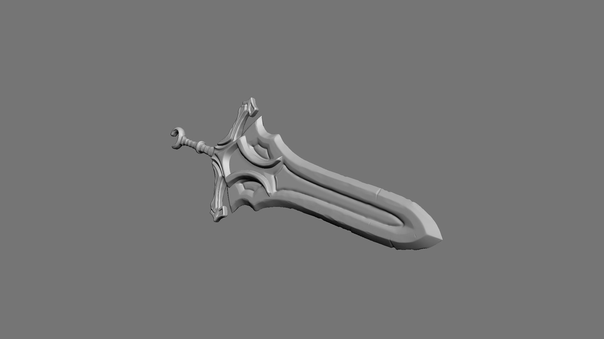 Two-handed stylized sword 3D model_4