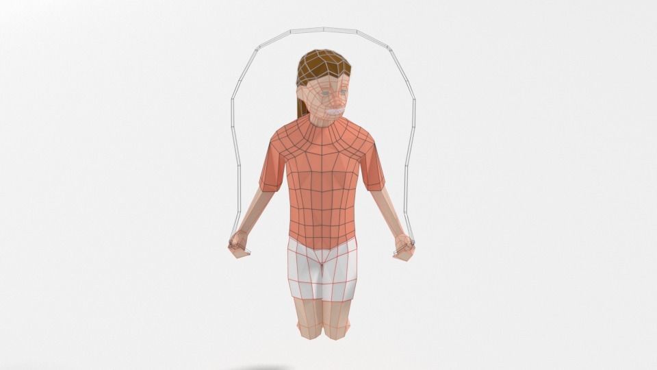 Low Poly Girl Playing With a Rope Low-poly 3D model_10