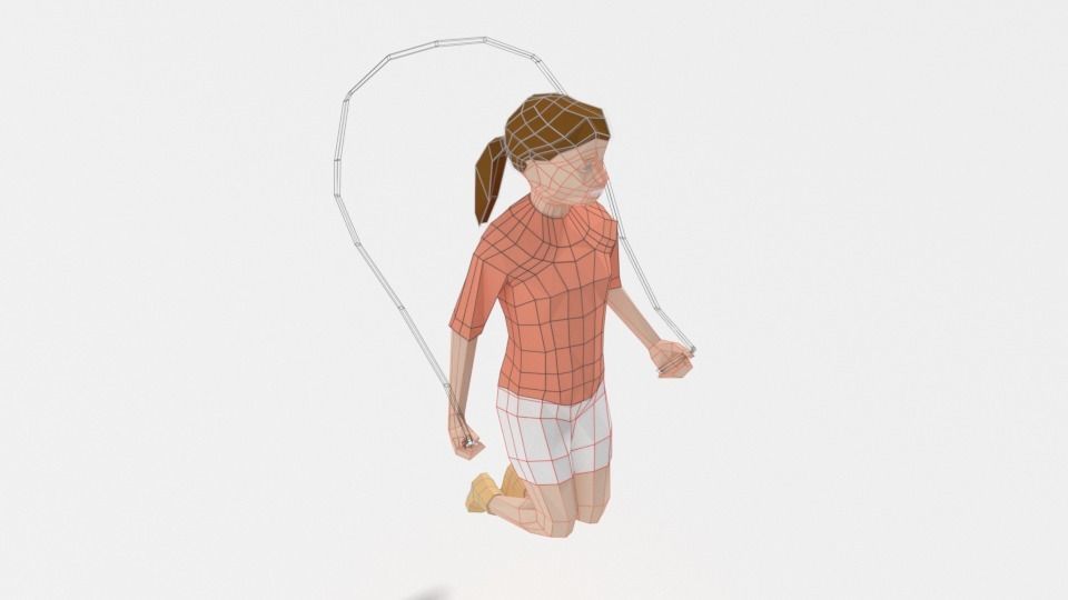 Low Poly Girl Playing With a Rope Low-poly 3D model_11