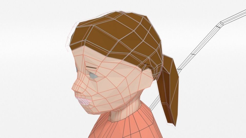 Low Poly Girl Playing With a Rope Low-poly 3D model_16