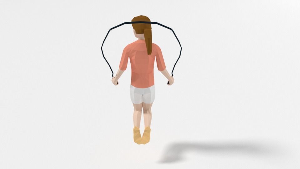 Low Poly Girl Playing With a Rope Low-poly 3D model_4