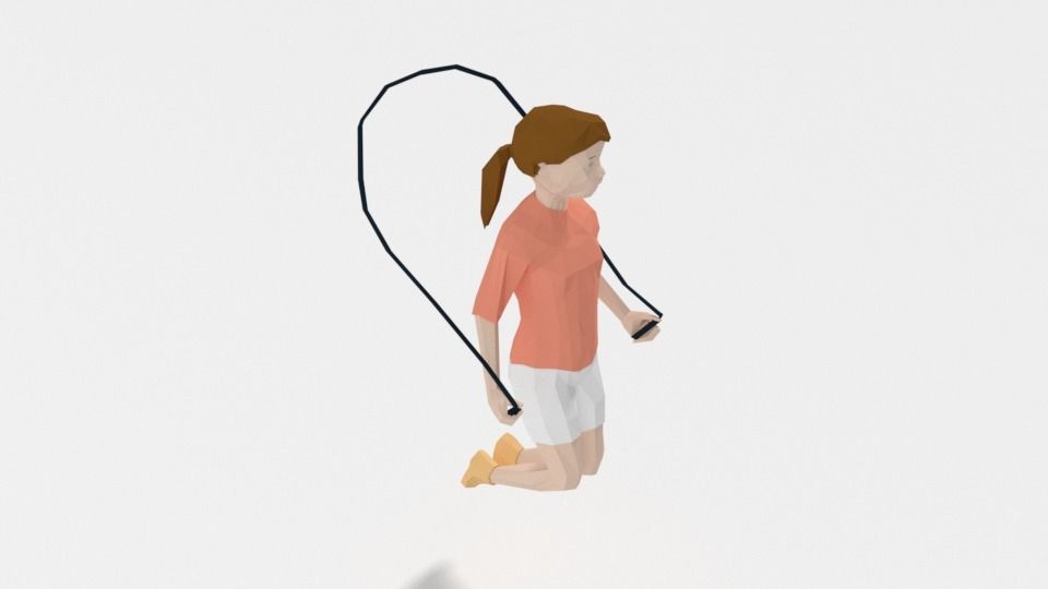 Low Poly Girl Playing With a Rope Low-poly 3D model_2