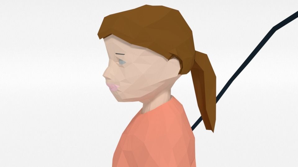 Low Poly Girl Playing With a Rope Low-poly 3D model_7