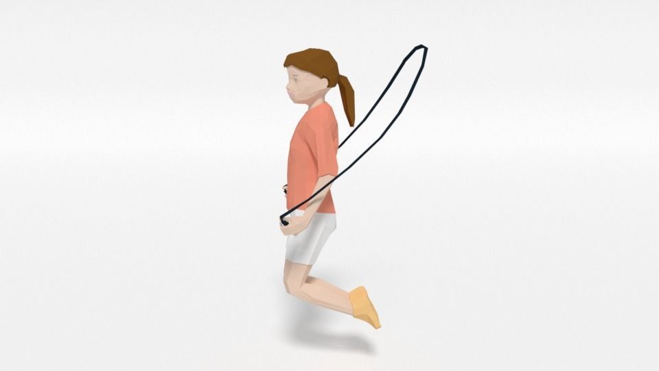 Low Poly Girl Playing With a Rope Low-poly 3D model_6