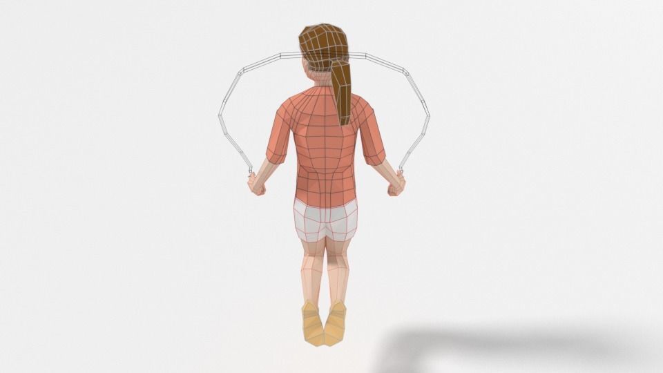 Low Poly Girl Playing With a Rope Low-poly 3D model_14