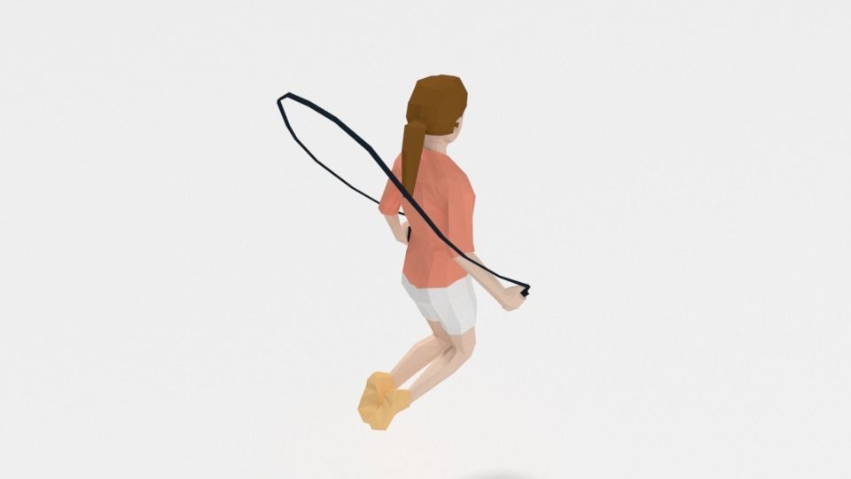 Low Poly Girl Playing With a Rope Low-poly 3D model_3