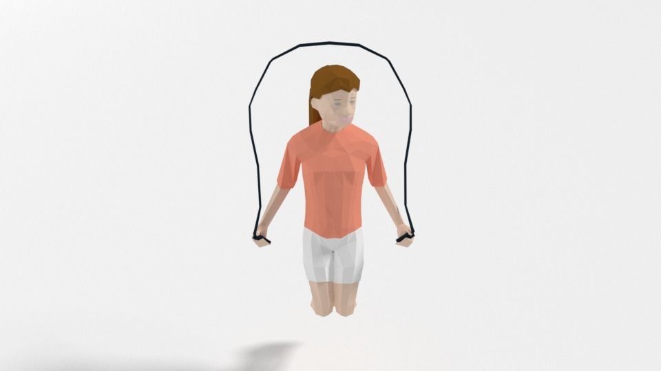 Low Poly Girl Playing With a Rope Low-poly 3D model_1