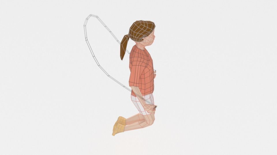 Low Poly Girl Playing With a Rope Low-poly 3D model_12