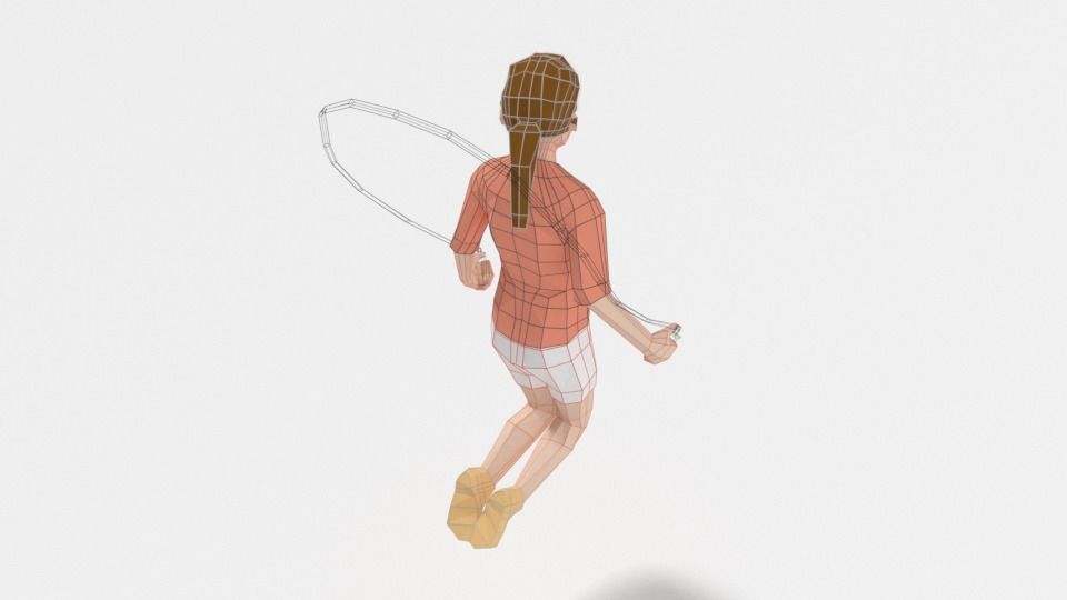 Low Poly Girl Playing With a Rope Low-poly 3D model_13