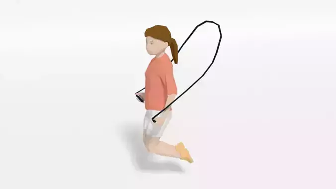 Low Poly Girl Playing With a Rope