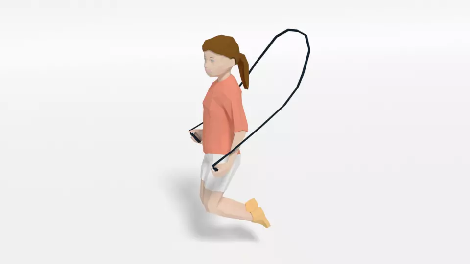 Low Poly Girl Playing With a Rope Low-poly 3D model_0