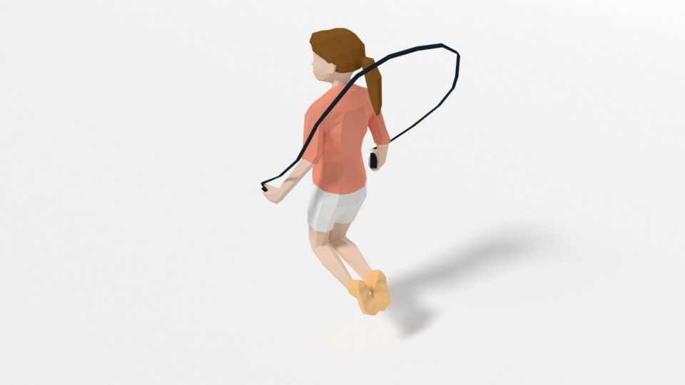 Low Poly Girl Playing With a Rope Low-poly 3D model_5