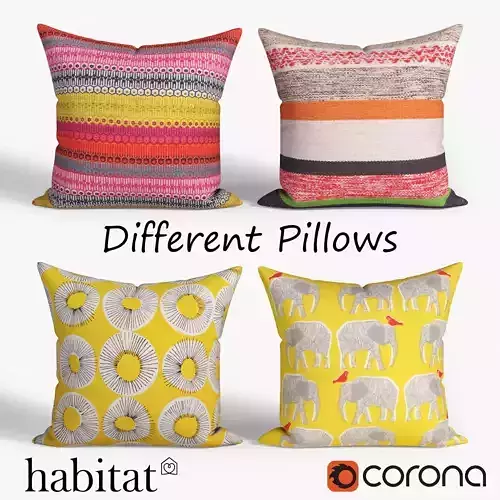 Decorative pillows set 023 3D model