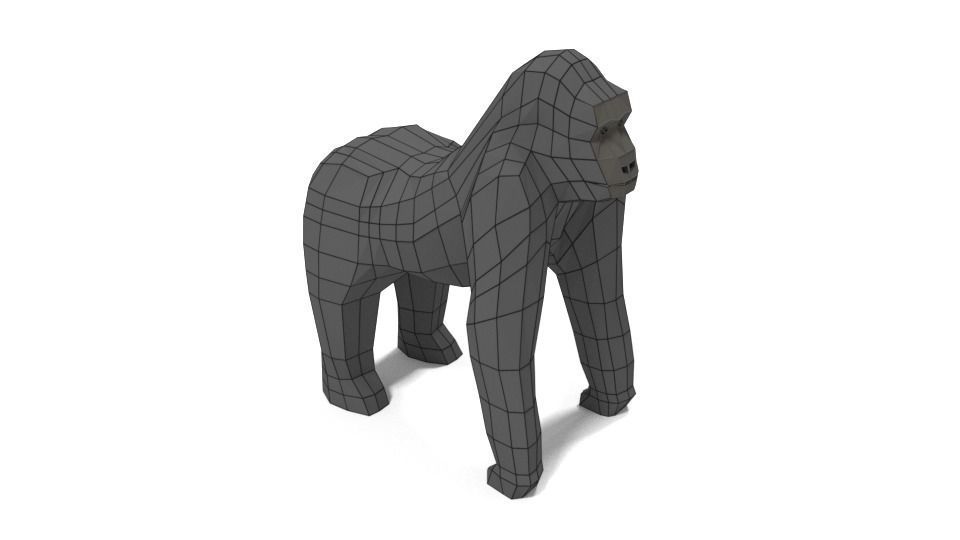 Low Poly Cartoon Gorilla Low-poly 3D model_11