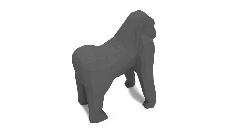 Low Poly Cartoon Gorilla Low-poly 3D model_4