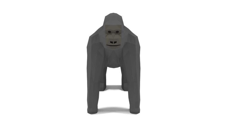 Low Poly Cartoon Gorilla Low-poly 3D model_2