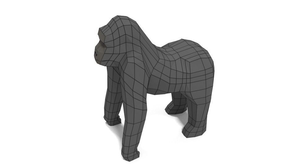 Low Poly Cartoon Gorilla Low-poly 3D model_8