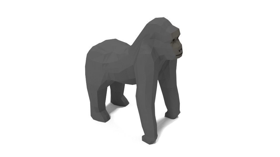 Low Poly Cartoon Gorilla Low-poly 3D model_3