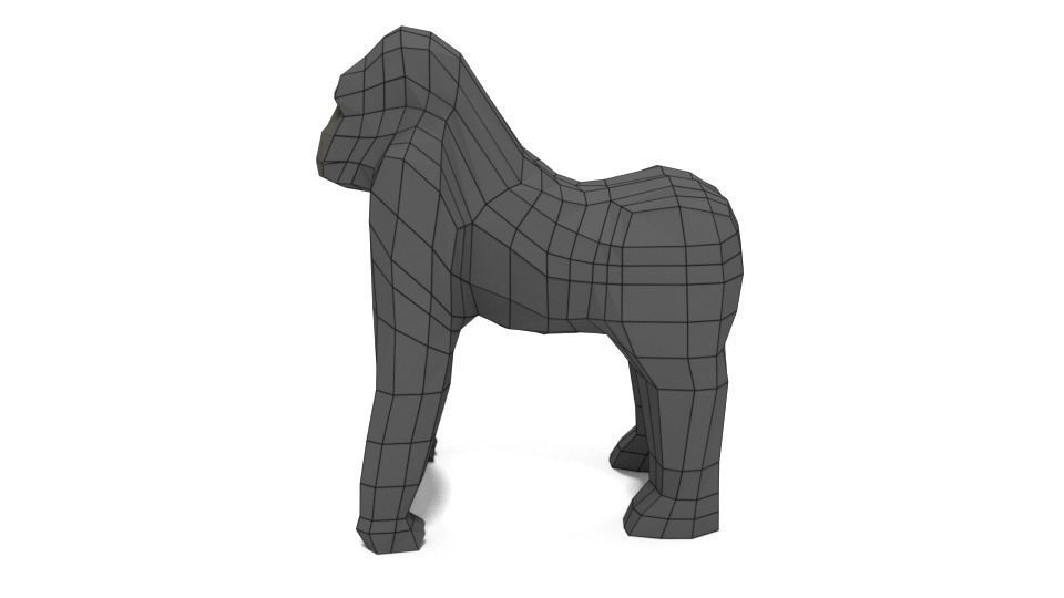 Low Poly Cartoon Gorilla Low-poly 3D model_9