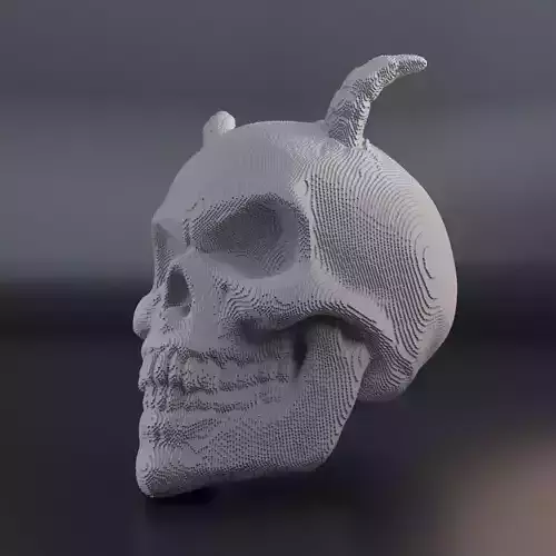 Voxel skull with horns 3D print model
