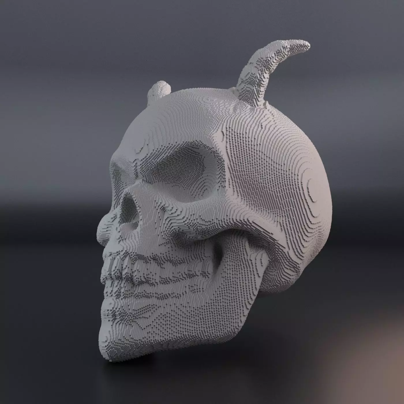 Voxel skull with horns 3D print model