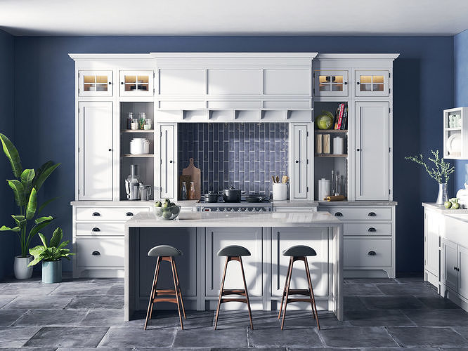 Ready to renderer Dantone kitchen first scene 3D model