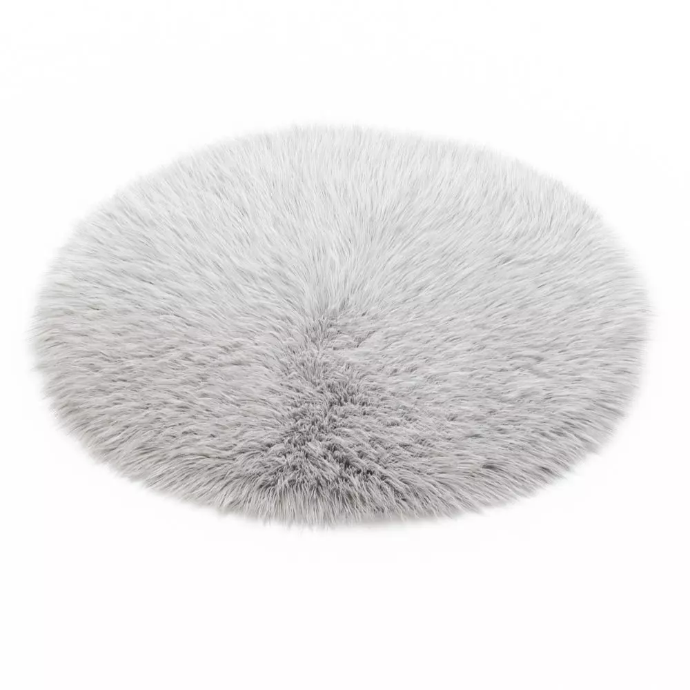White round carpet fur 3D model_0