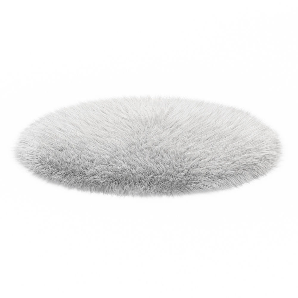 White round carpet fur 3D model_1