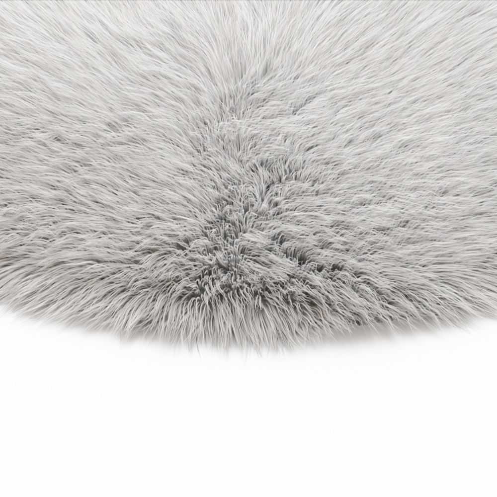 White round carpet fur 3D model_2