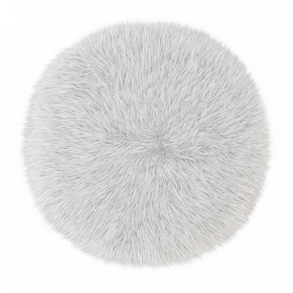 White round carpet fur 3D model_3