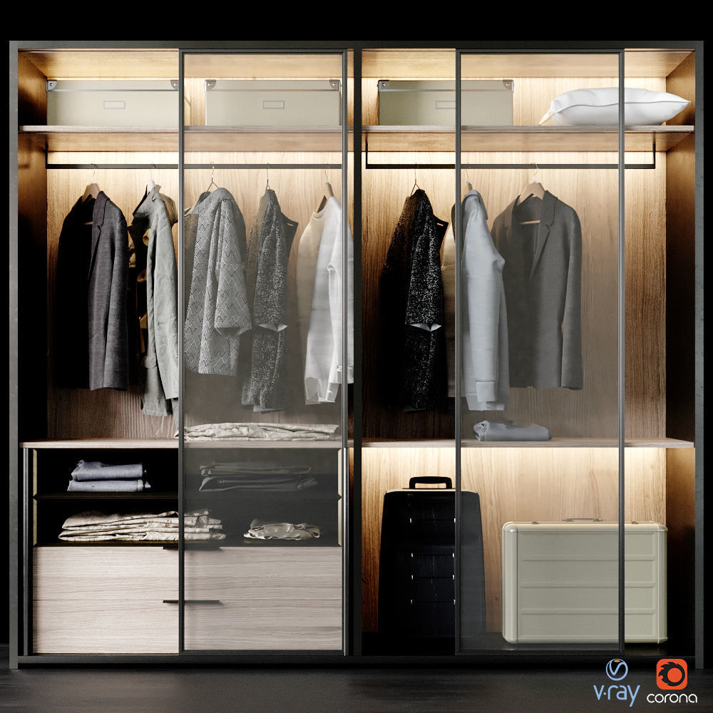 Poliform Wardrobe with Clothes Set 01