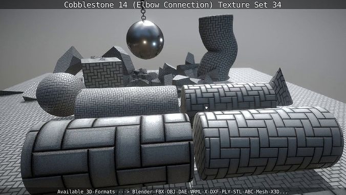 Cobblestone 14 - Elbow Connection - Texture Set 34 Texture
