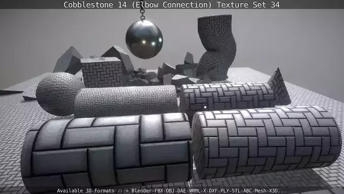Cobblestone 14 - Elbow Connection - Texture Set 34 Texture