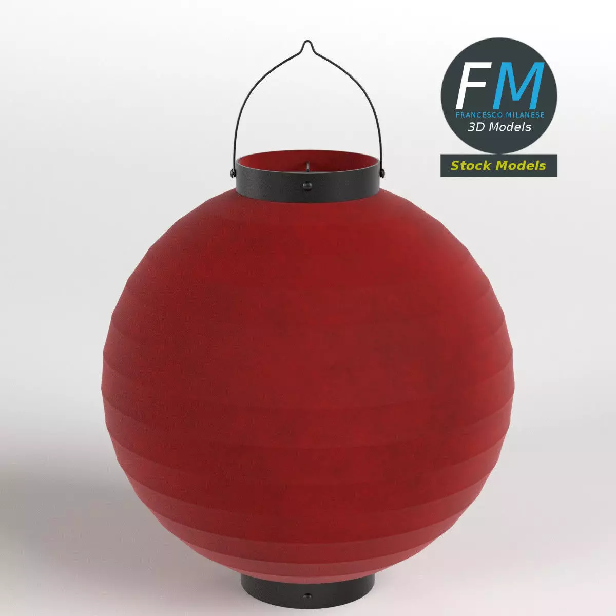 Japanese paper lantern 1 3D model_0