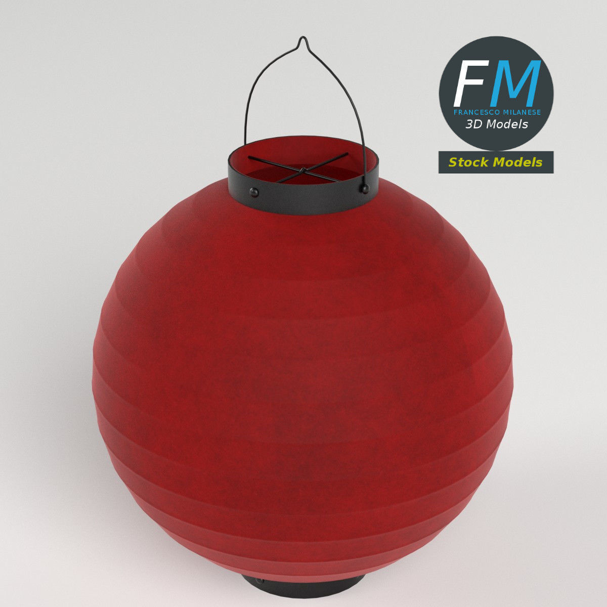 Japanese paper lantern 1 3D model_2