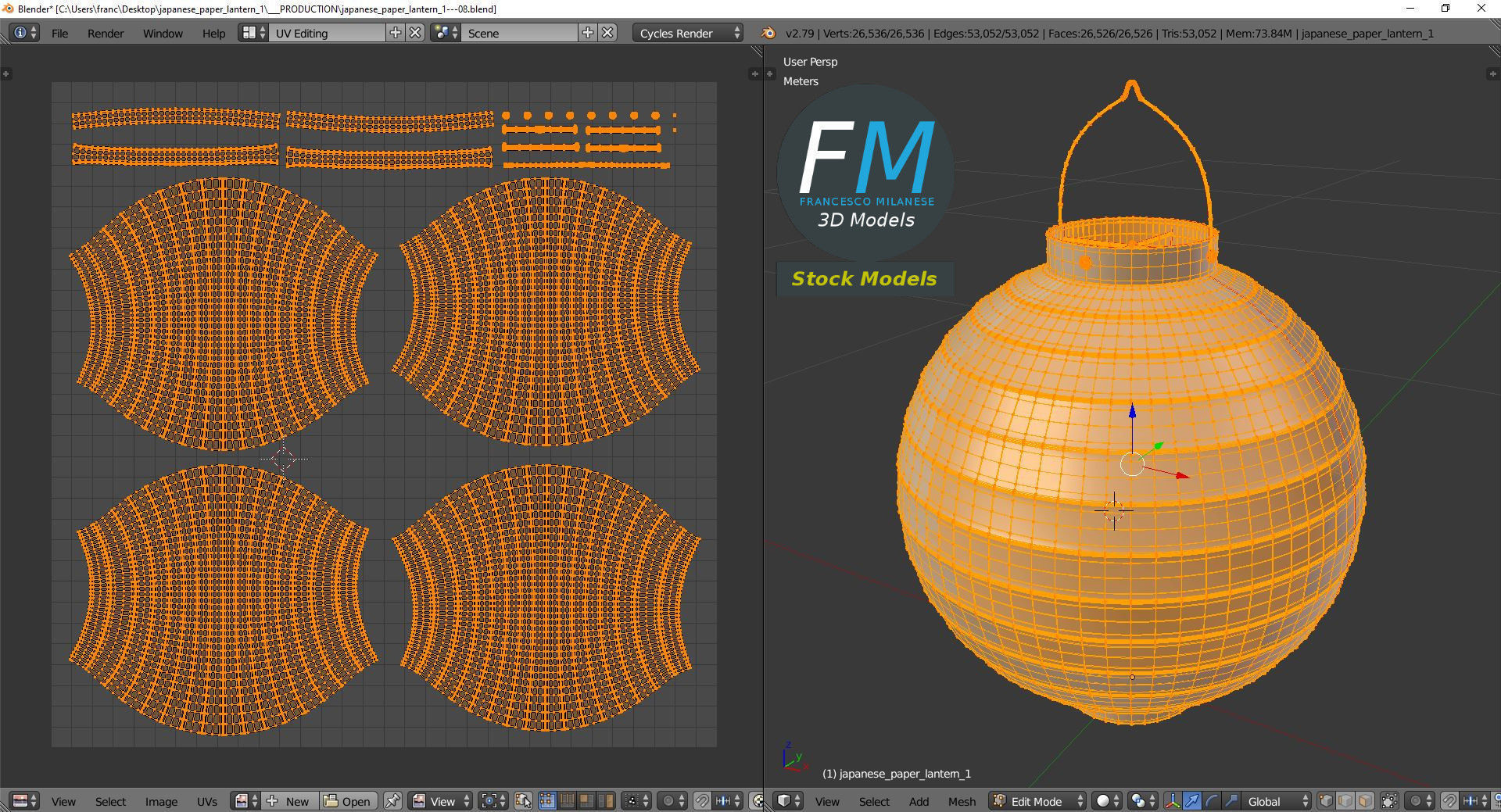 Japanese paper lantern 1 3D model_10